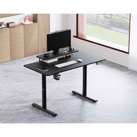 Pracovní stůl, elektricky nastavitelná výška, 120X60 cm, 72-117 cm, HIGHLANDER BLACK, černý, ULTRADESK