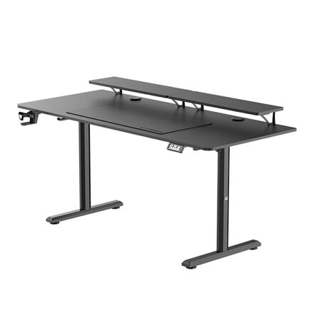 Pracovní stůl, elektricky nastavitelná výška, 160X70 cm, 72-117 cm, HIGHLANDER XXL BLACK, černý, ULTRADESK