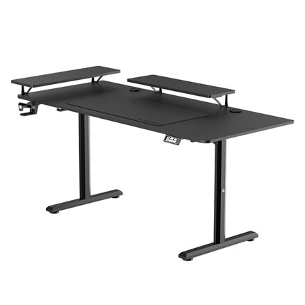Pracovní stůl, elektricky nastavitelná výška, 160X70 cm, 72-117 cm, HIGHLANDER XXL BLACK, černý, ULTRADESK