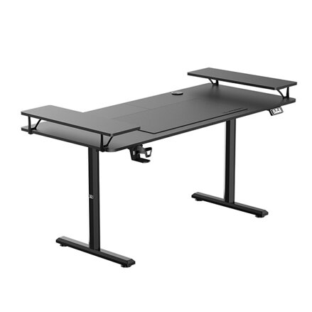 Pracovní stůl, elektricky nastavitelná výška, 160X70 cm, 72-117 cm, HIGHLANDER XXL BLACK, černý, ULTRADESK