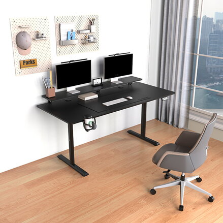 Pracovní stůl, elektricky nastavitelná výška, 160X70 cm, 72-117 cm, HIGHLANDER XXL BLACK, černý, ULTRADESK