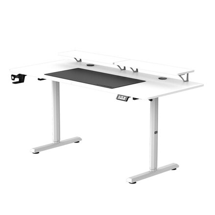 Pracovní stůl, elektricky nastavitelná výška, 160X70 cm, 72-117 cm, HIGHLANDER XXL WHITE, bílý, ULTRADESK