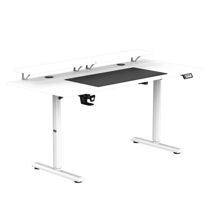 Pracovní stůl, elektricky nastavitelná výška, 160X70 cm, 72-117 cm, HIGHLANDER XXL WHITE, bílý, ULTRADESK
