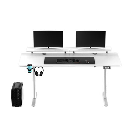 Pracovní stůl, elektricky nastavitelná výška, 160X70 cm, 72-117 cm, HIGHLANDER XXL WHITE, bílý, ULTRADESK