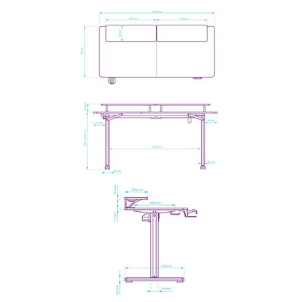 Pracovní stůl, elektricky nastavitelná výška, 160X70 cm, 72-117 cm, HIGHLANDER XXL WHITE, bílý, ULTRADESK