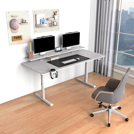Pracovní stůl, elektricky nastavitelná výška, 160X70 cm, 72-117 cm, HIGHLANDER XXL WHITE, bílý, ULTRADESK