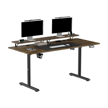 Pracovní stůl, elektricky nastavitelná výška, 160X70 cm, 72-117 cm, HIGHLANDER XXL BROWN, hnědý, ULTRADESK