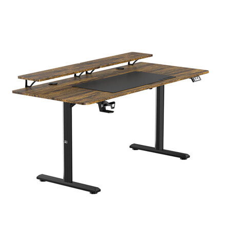 Pracovní stůl, elektricky nastavitelná výška, 160X70 cm, 72-117 cm, HIGHLANDER XXL BROWN, hnědý, ULTRADESK