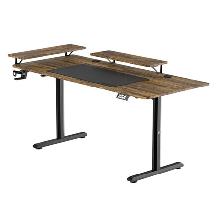 Pracovní stůl, elektricky nastavitelná výška, 160X70 cm, 72-117 cm, HIGHLANDER XXL BROWN, hnědý, ULTRADESK