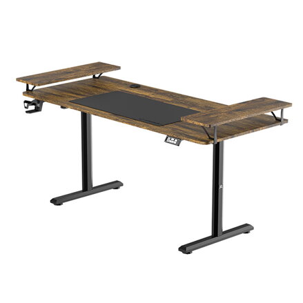 Pracovní stůl, elektricky nastavitelná výška, 160X70 cm, 72-117 cm, HIGHLANDER XXL BROWN, hnědý, ULTRADESK