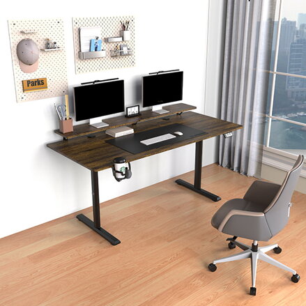 Pracovní stůl, elektricky nastavitelná výška, 160X70 cm, 72-117 cm, HIGHLANDER XXL BROWN, hnědý, ULTRADESK
