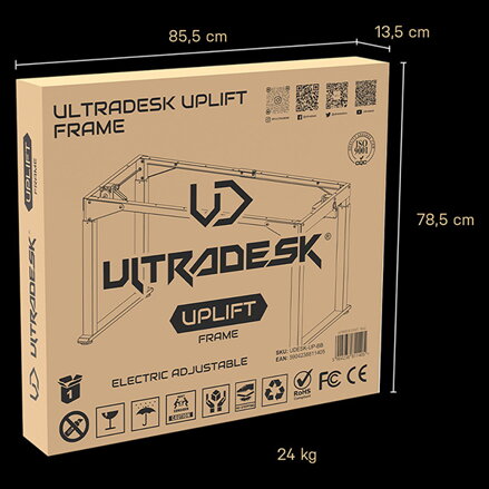 Rám stolu, elektricky nastavitelná výška, 72-116 cm, černý, Ultradesk, UPLIFT FRAME