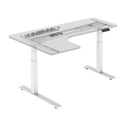 Rám rohového stolu, elektricky nastavitelná výška, organizér kabelů v balení, antikolizní systém, bílý, 125 kg nosnost, Powerton
