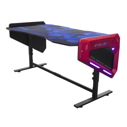E-Blue Herní stůl EGT003BK, 165x88cm, 70-89,2cm, RGB podsvícení, výškově nastavitelný, s podložkou pod myš