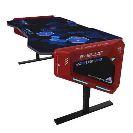 E-Blue Herní stůl EGT003BK, 165x88cm, 70-89,2cm, RGB podsvícení, výškově nastavitelný, s podložkou pod myš