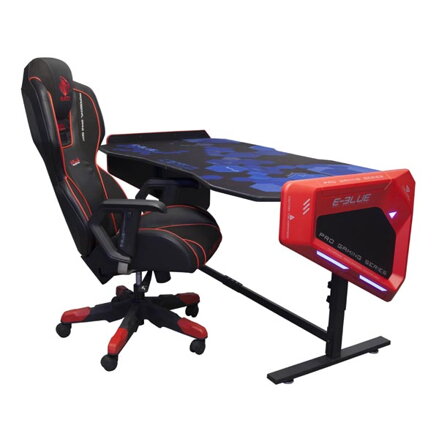 E-Blue Herní stůl EGT003BK, 165x88cm, 70-89,2cm, RGB podsvícení, výškově nastavitelný, s podložkou pod myš