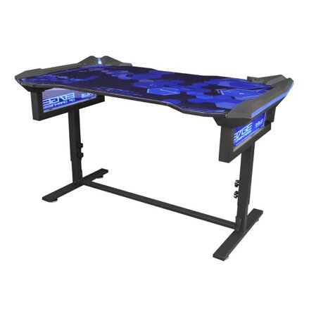 E-Blue Herní stůl EGT004BK, 135x78,5cm, 72-91,2cm, RGB podsvícení, výškově nastavitelný, s podložkou pod myš