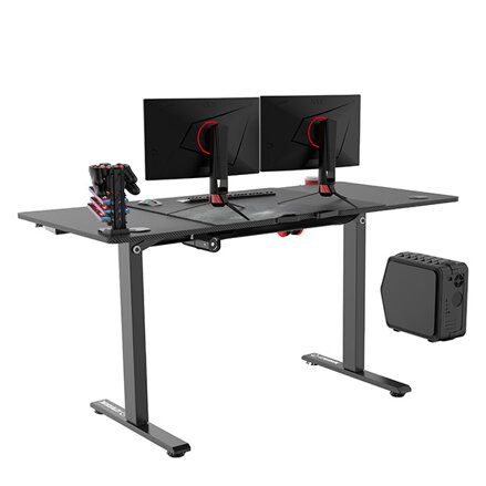 ULTRADESK Herní stůl LEVEL V2, 140x68cm, 72-117cm, elektricky nastavitelná výška, s XXL podložkou pod myš, držák sluchátek i nápoj