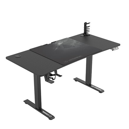 ULTRADESK Herní stůl LEVEL V2, 140x68cm, 72-117cm, elektricky nastavitelná výška, s XXL podložkou pod myš, držák sluchátek i nápoj