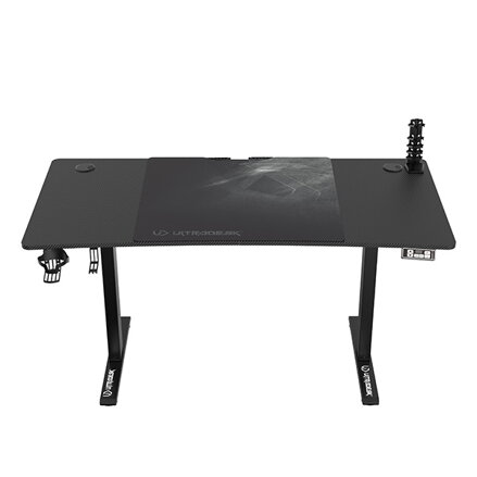 ULTRADESK Herní stůl LEVEL V2, 140x68cm, 72-117cm, elektricky nastavitelná výška, s XXL podložkou pod myš, držák sluchátek i nápoj