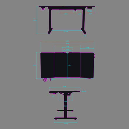 ULTRADESK Herní stůl LEVEL V2, 140x68cm, 72-117cm, elektricky nastavitelná výška, s XXL podložkou pod myš, držák sluchátek i nápoj