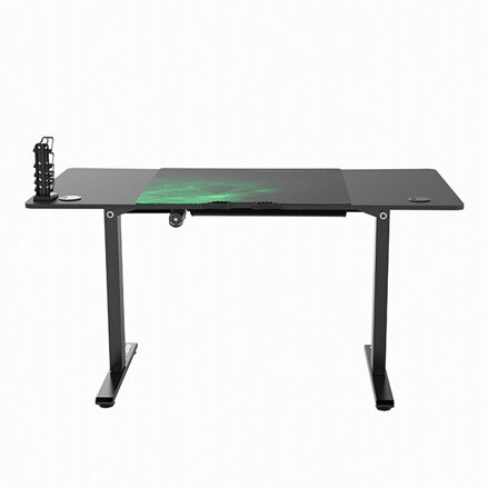 ULTRADESK Herní stůl LEVEL V2 GREEN, 140x68cm, 72-117cm, elektricky nastavitelná výška, s XXL podložkou pod myš, držák sluchátek i
