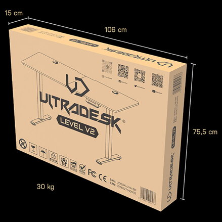 ULTRADESK Herní stůl LEVEL V2 GREEN, 140x68cm, 72-117cm, elektricky nastavitelná výška, s XXL podložkou pod myš, držák sluchátek i