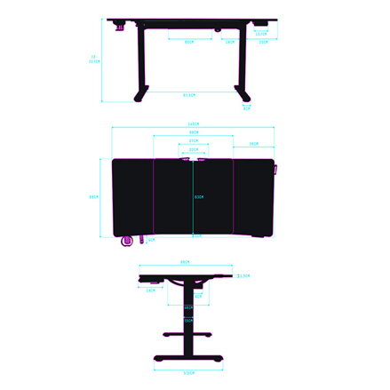 ULTRADESK Herní stůl LEVEL V2 RED, 140x68cm, 72-117cm, elektricky nastavitelná výška, s XXL podložkou pod myš, držák sluchátek i n