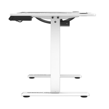 ULTRADESK Herní stůl LEVEL V2 WHITE, 140x68cm, 72-117cm, elektricky nastavitelná výška, s XXL podložkou pod myš, držák sluchátek i