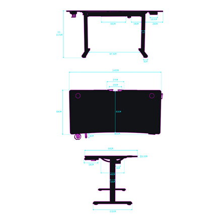 ULTRADESK Herní stůl LEVEL V2, 140x68cm, 72-117cm, elektricky nastavitelná výška, bez podložky
