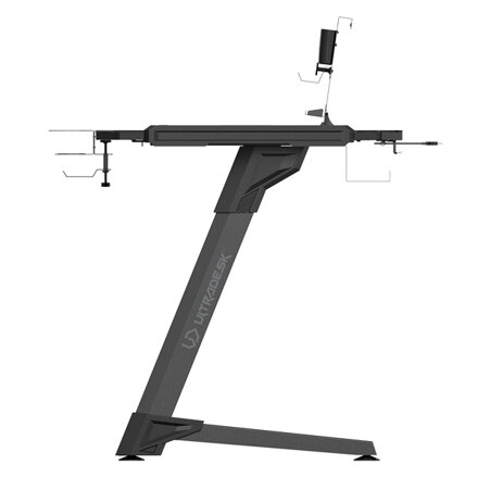 ULTRADESK Herní stůl SPACE XXL V2 BLACK, 144x70 cm, 75 cm, LED RGB podsvícení s dotykovým panelem, s XXL podložkou pod myš