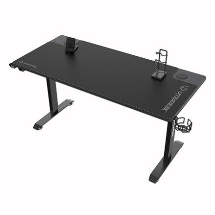 ULTRADESK Herní stůl MOMENTUM - Black, 152,5x70 cm, 75,5 cm, s XXL podložkou pod myš, držák sluchátek, nápojů, mobilu