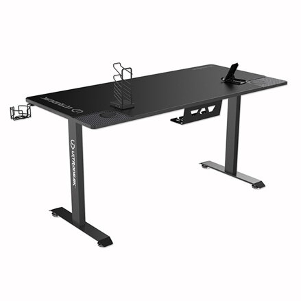 ULTRADESK Herní stůl MOMENTUM - Black, 152,5x70 cm, 75,5 cm, s XXL podložkou pod myš, držák sluchátek, nápojů, mobilu