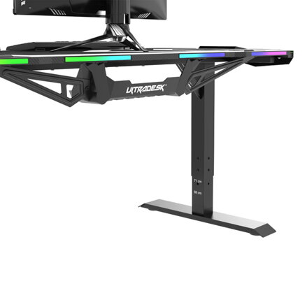 ULTRADESK Herní stůl FORCE - bílý, 166x70 cm, 76.5 cm, s XXL podložkou pod myš, držák sluchátek i nápojů, RGB podsvícení