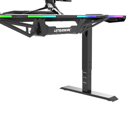 ULTRADESK Herní stůl FORCE - bílý, 166x70 cm, 76.5 cm, s XXL podložkou pod myš, držák sluchátek i nápojů, RGB podsvícení