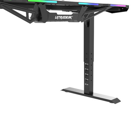 ULTRADESK Herní stůl FORCE - bílý, 166x70 cm, 76.5 cm, s XXL podložkou pod myš, držák sluchátek i nápojů, RGB podsvícení