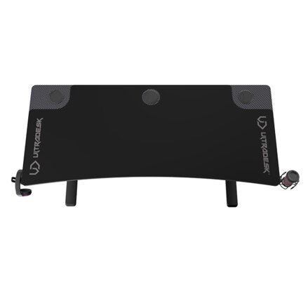 ULTRADESK Herní stůl Ultradesk CRUISER BLACK, 160x70 cm, 66-82 cm, držák sluchátek, 3 otvory pro kabely, výškově nastavitelný, s X
