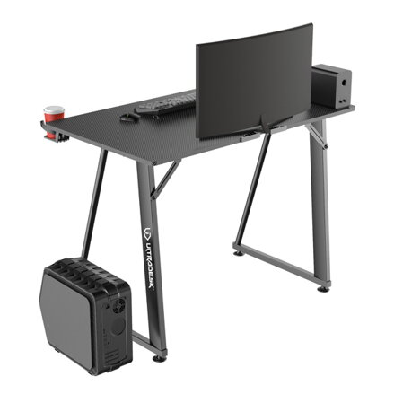 ULTRADESK Herní stůl ENTER V2, 100x60 cm, 75cm, s držákem na sluchátka a pití, kompaktní velikost