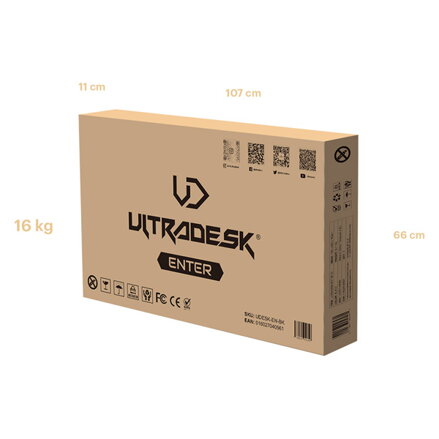 ULTRADESK Herní stůl ENTER V2, 100x60 cm, 75cm, s držákem na sluchátka a pití, kompaktní velikost