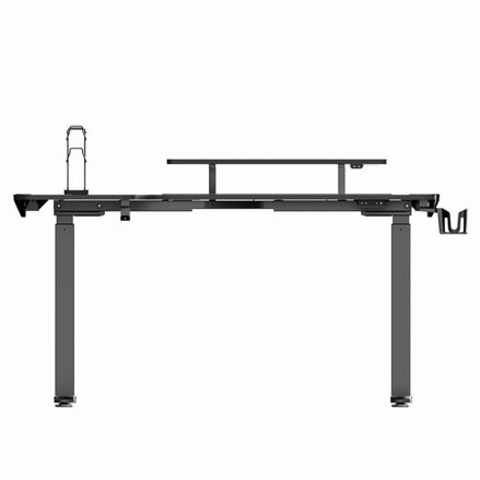 ULTRADESK Herní stůl WINGER - černý, 111x155x60 cm, 75-122 cm, elektricky nastavitelná výška, RGB podsvícení, držák sluchátek i ná