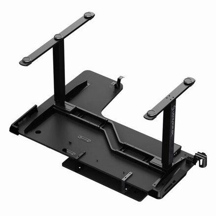 ULTRADESK Herní stůl WINGER - černý, 111x155x60 cm, 75-122 cm, elektricky nastavitelná výška, RGB podsvícení, držák sluchátek i ná