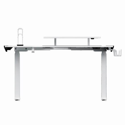 ULTRADESK Herní stůl WINGER - bílý, 111x155x60 cm, 75-122 cm, elektricky nastavitelná výška, RGB podsvícení, držák sluchátek i náp
