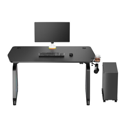 ULTRADESK Herní stůl BOOSTER, 136x70,5 cm, 75 cm, RGB podsvícení, držák sluchátek i nápojů