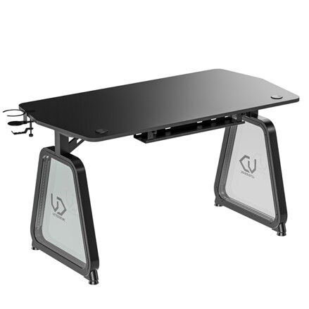 ULTRADESK Herní stůl BOOSTER, 136x70,5 cm, 75 cm, RGB podsvícení, držák sluchátek i nápojů