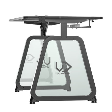 ULTRADESK Herní stůl BOOSTER, 136x70,5 cm, 75 cm, RGB podsvícení, držák sluchátek i nápojů