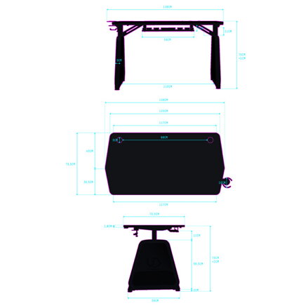 ULTRADESK Herní stůl BOOSTER, 136x70,5 cm, 75 cm, RGB podsvícení, držák sluchátek i nápojů