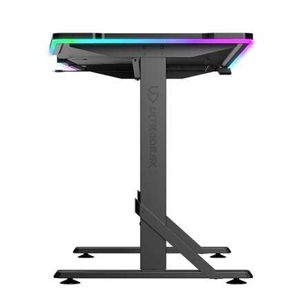 ULTRADESK Herní stůl IRON, 132,5x60,5 cm, 71-81  cm, elektricky nastavitelná výška, RGB podsvícení