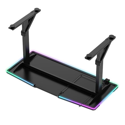 ULTRADESK Herní stůl IRON, 132,5x60,5 cm, 71-81  cm, elektricky nastavitelná výška, RGB podsvícení