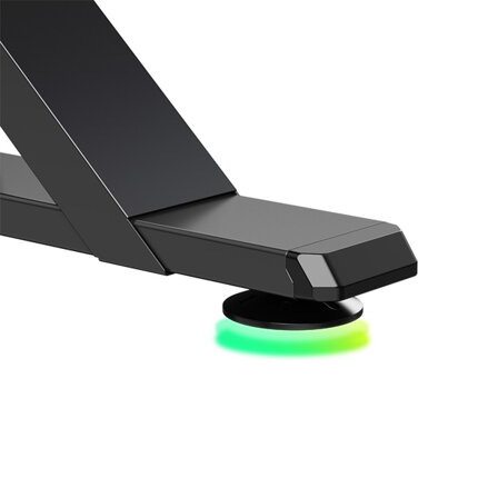 ULTRADESK Herní stůl IRON, 132,5x60,5 cm, 71-81  cm, elektricky nastavitelná výška, RGB podsvícení