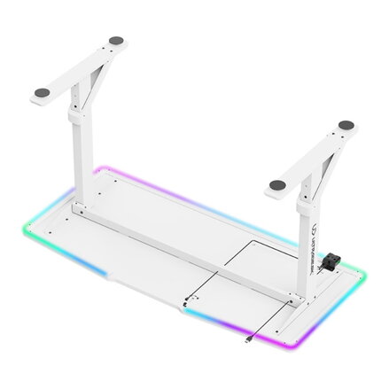 ULTRADESK Herní stůl IRON WHITE, 132,5x60,5 cm, 71-81  cm, mechanicky nastavitelná výška,RGB podsvícení